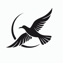 Obraz premium Bird Logo - Minimalist Simple Black Silhouette Logogram for Brand Identity 
