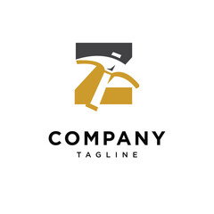 Letter Z Mining Hammer Logo Icon Vector