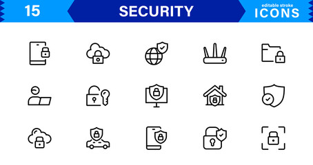 Modern Security Icons for Professional Designs. Featuring Essential Protection, Lock, and Shield Symbols to Strengthen Your Projects.