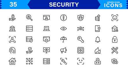 Modern Security Icons for Professional Designs. Featuring Essential Protection, Lock, and Shield Symbols to Strengthen Your Projects.