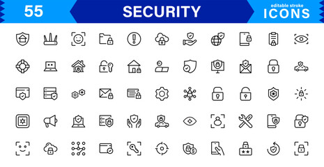 Modern Security Icons for Professional Designs. Featuring Essential Protection, Lock, and Shield Symbols to Strengthen Your Projects.