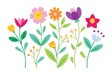 Spring floral bouquet vector illustration with pink tulip blossoms