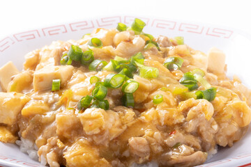 鶏ひき肉と豆腐のあんかけ丼