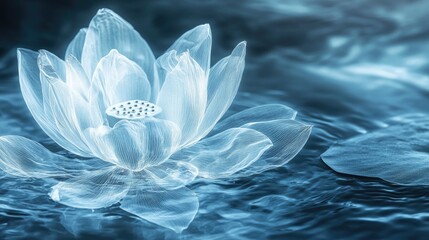 A mesmerizing X-ray view of a lotus flower gently floating on water