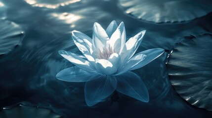 A mesmerizing X-ray view of a lotus flower gently floating on water