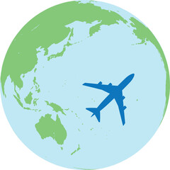 世界をつなぐ飛行機と地球のイラスト &ndash; 旅行・ビジネス・学習に最適