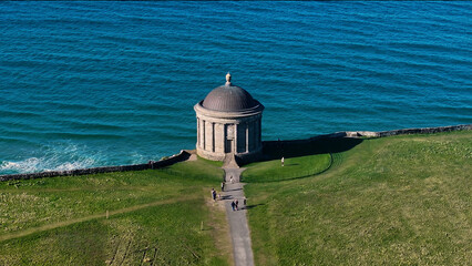 Aerial view of Mussenden Temple and Downhill Demesne Coleraine Co Derry Northern Ireland