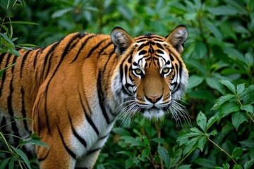 Naklejka premium there is a tiger that is walking through the bushes