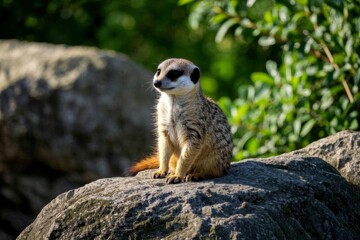 Fototapeta premium there is a small animal sitting on a rock in the sun
