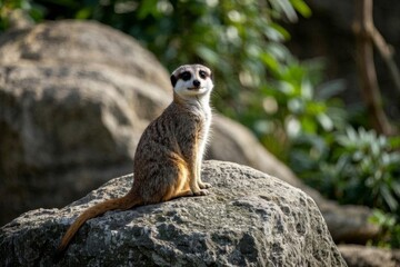 Fototapeta premium there is a small animal sitting on a rock in the sun