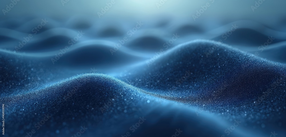 Poster abstract blue background with blurred waves, grainy texture. minimalist modern style. dark blue flow