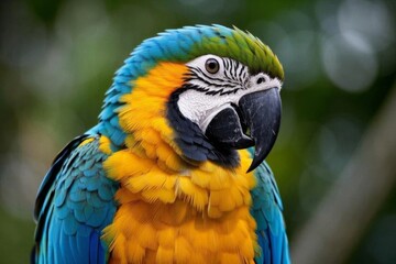 Obraz premium araffy blue and yellow parrot with a green and yellow feathers