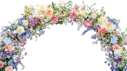 Elegant Wedding Arch with Floral Decorations Isolated on White Background