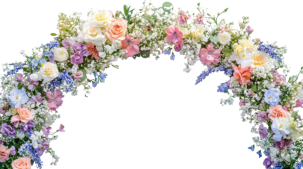 Elegant Wedding Arch with Floral Decorations Isolated on White Background