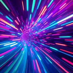 Obraz premium Colorful motion elements with neon led illumination. Abstract futuristic background.