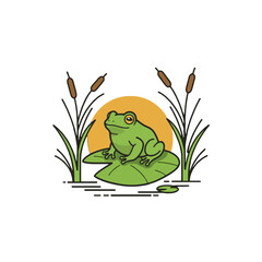 Fototapeta premium Frog on a lily pad in a pond