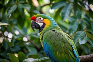 Obraz premium araffy parrot sitting on a branch in a tree