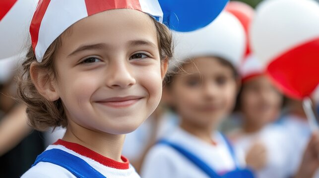oyful celebration: happy people in Paraguay gather to celebrate Independence Day, honoring freedom, national pride, cultural heritage, with lively festivities, music, expressions unity, patriotism.