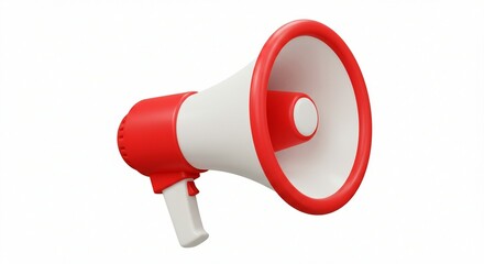 3D illustration red megaphone loudspeaker isolated on white announces a loud message