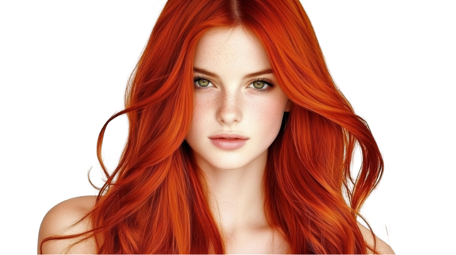 Photorealistic Portrait Of A Beautiful Redhead Woman Isolated On Transparent Background