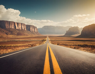 Road to Success. Illustration background for presentation and wallpaper. An empty highway in the desert.
