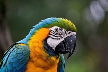 Fototapeta premium araffy parrot with a bright blue and yellow feathers and a green and yellow beak