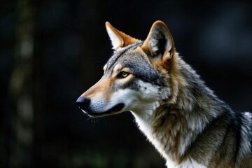 Fototapeta premium there is a wolf that is looking at something in the distance
