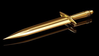 Gold Dagger on Black Background