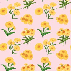 Vintage Borage Seamless Floral Pattern Pink background