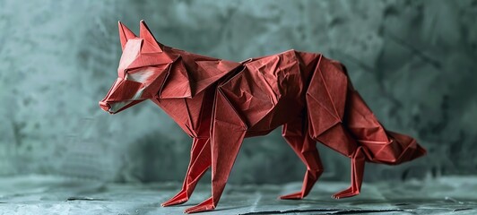 photo of the origami figure wolf, ai generative