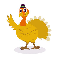 Illustration of Happy Thanksgiving Turkey. Vector Cartoon Character.