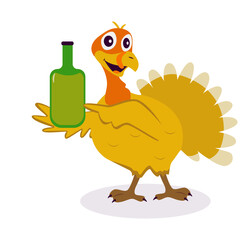 Illustration of Happy Thanksgiving Turkey. Vector Cartoon Character.