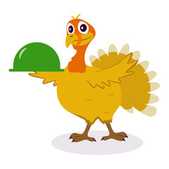Illustration of Happy Thanksgiving Turkey. Vector Cartoon Character.