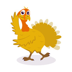 Illustration of Happy Thanksgiving Turkey. Vector Cartoon Character.