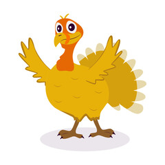 Illustration of Happy Thanksgiving Turkey. Vector Cartoon Character.