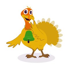 Illustration of Happy Thanksgiving Turkey. Vector Cartoon Character.