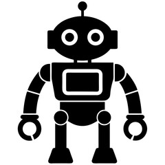 Simple Black Robot Silhouette Vector Illustration