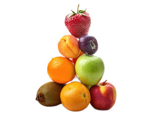 Fruit Tower Balancing Act on White