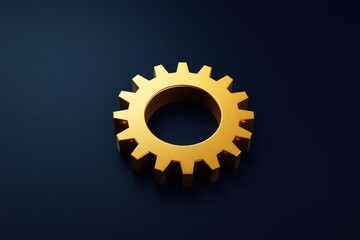 Golden gear icon symbolizing productivity, strategy, and business systems. AI generated image.
