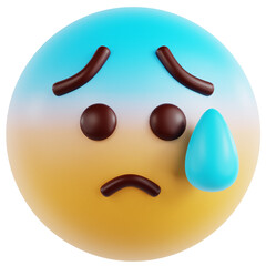 Face With Open Mouth And Cold Sweat 3D Ilustration