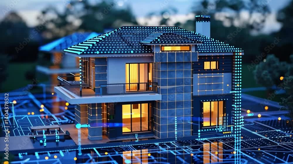 Leinwandbilder this dynamic visual showcases a modern estate embodiment of cutting-edge architecture, fused with ar