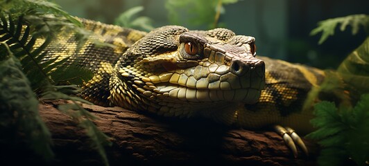 a python was wrapped around a tree branch, ai generative