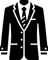 A stylized black suit with a white shirt and tie isolated on a white background in a vector image
