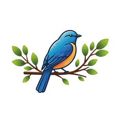 Obraz premium Bluebird Perched on Branch Illustration
