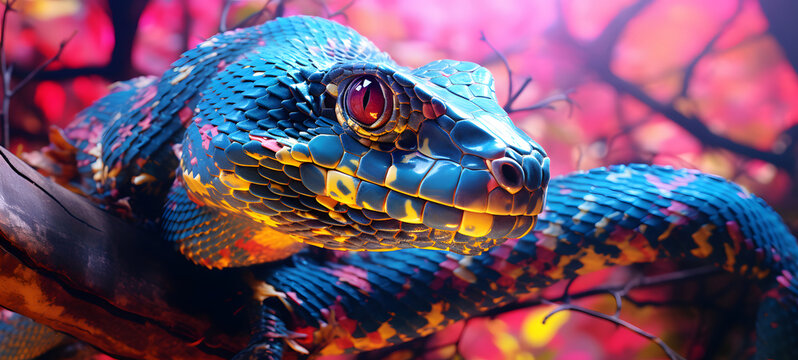 a python was wrapped around a tree branch, ai generative