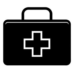 Obraz premium Black Silhouette of First Aid Kit Vector Icon Medical Emergency Symbol Illustration