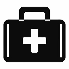 Obraz premium Black Silhouette of First Aid Kit Vector Icon Medical Emergency Symbol Illustration