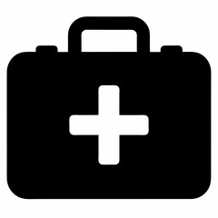 Obraz premium Black Silhouette of First Aid Kit Vector Icon Medical Emergency Symbol Illustration