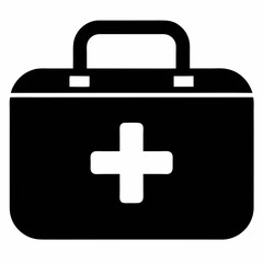 Obraz premium Black Silhouette of First Aid Kit Vector Icon Medical Emergency Symbol Illustration