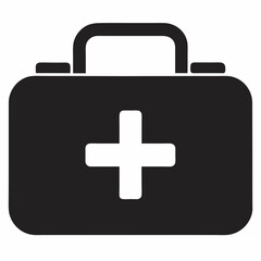 Obraz premium Black Silhouette of First Aid Kit Vector Icon Medical Emergency Symbol Illustration